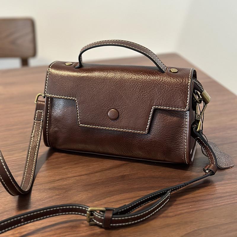 

Johnature Ретро натуральная кожа маленькая сумка для женщин универсальные коровья кожа повседневные сумки через плечо кофейный