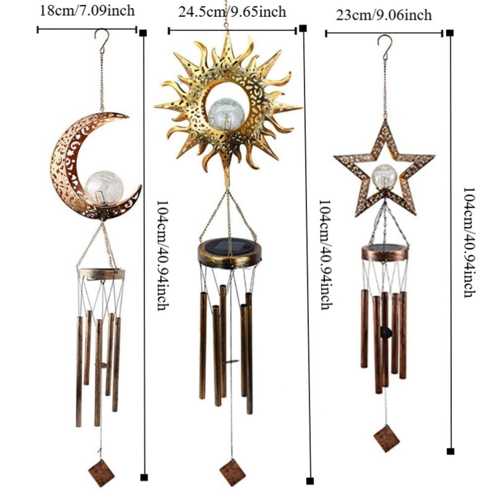 Avec Tube Métallique Lumières Solaires Étanche Rétro Lune LED Carillons Éoliens Solaires Durables Suspendus en Extérieur Cloches Éoliennes Ornements de Jardin