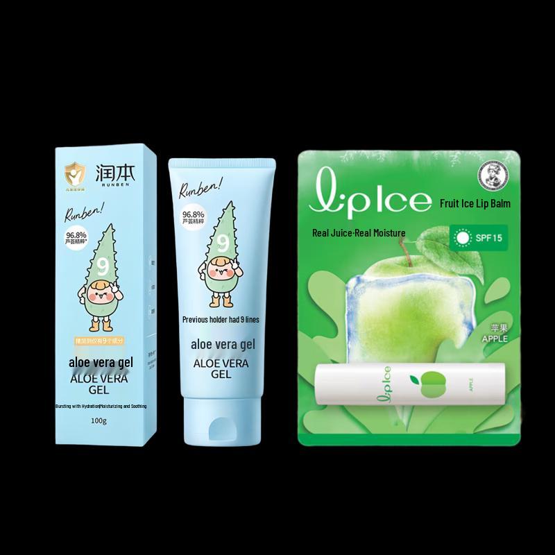 

Mentholatum Apple Fruit Ice Lip Balm & Runben Aloe Gel Bundle
