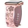 Compatible with Apple Watch: Laser Engraved Two-Color Floral Butterfly Silicone Strap with 3D Design