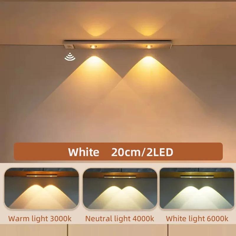 Lumières LED Ultra Fines Sous Meuble Capteur de Mouvement Veilleuse Sans Fil 3 Couleurs Graduables Pour Meuble de Cuisine Chambre Penderie Ligh
