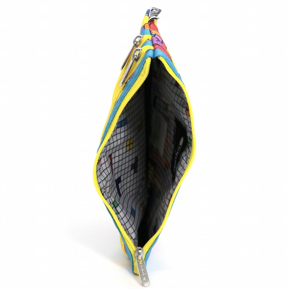 LeSportsac 7158 Cosmetic Pouch LC59 Tetromino City 3-Zip Blocks/Turq [Used]