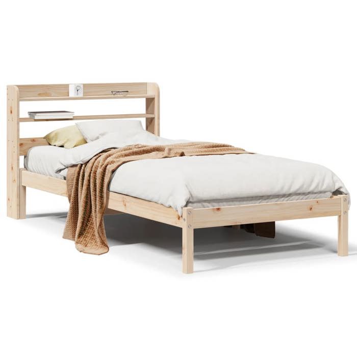 VidaXL Cadre de lit et tête de lit 100x200 cm bois de pin massif, lit, mobilier de chambre, lit en bois, lit simple, cadre 3306537