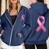 Women's Breast Sweatshirt Ribbon Breast Long Sleeve Hooded Pocket Casual Sweatshirt Jacket