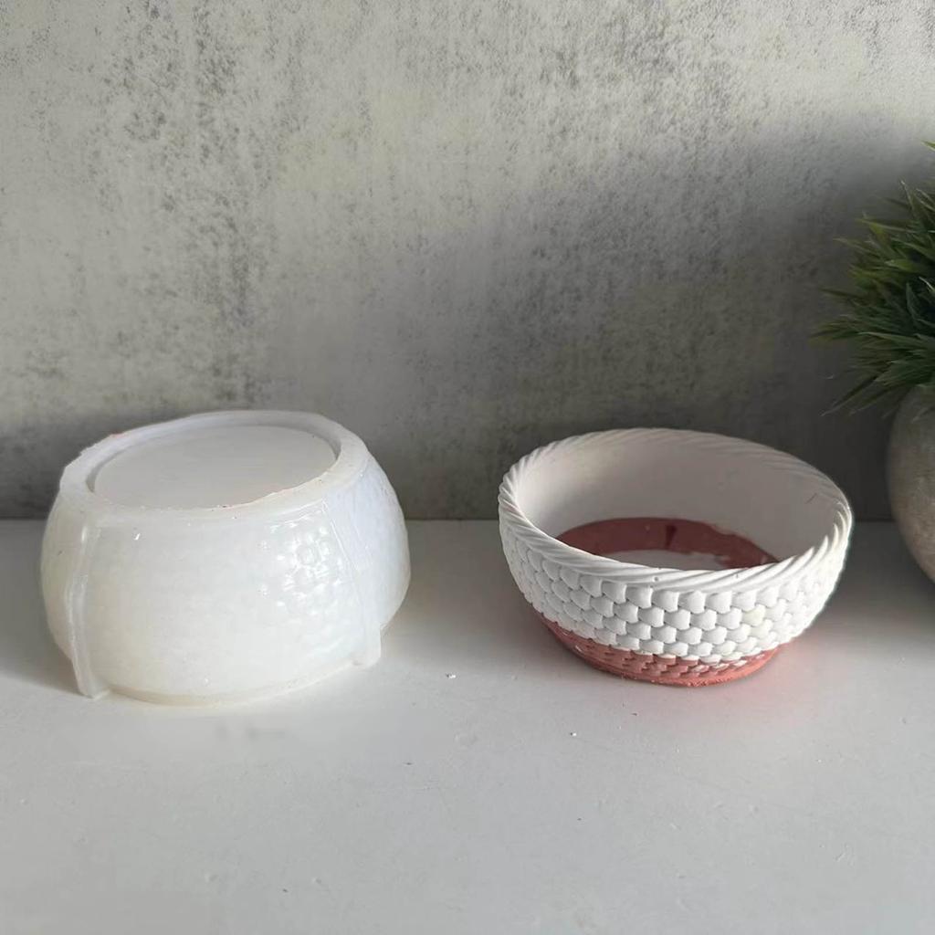 Pletený koš Květináč Silikonové formy Betonové odlitky Formy Sukulentní váza Cementy Pryskyřičné formy DIY Hliněné formy