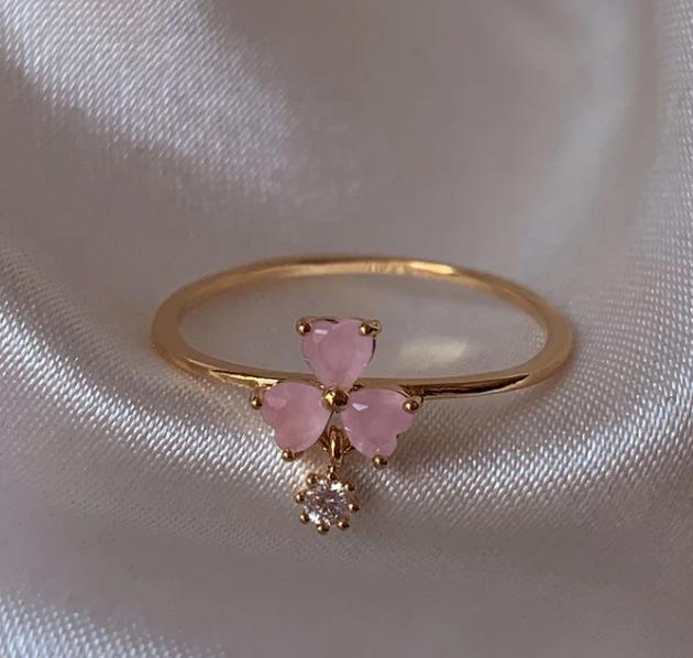 New Cute Colorful Zircon Flower Ring For Women Girl Fashion Vintage Zircon Adjustable Rings Jewelry Gift