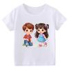 Kids Tales Girls Summer Tshirt Short Sleeve Crew Neck Top Modal Fabric Roundneck Cartoon Print Shirt