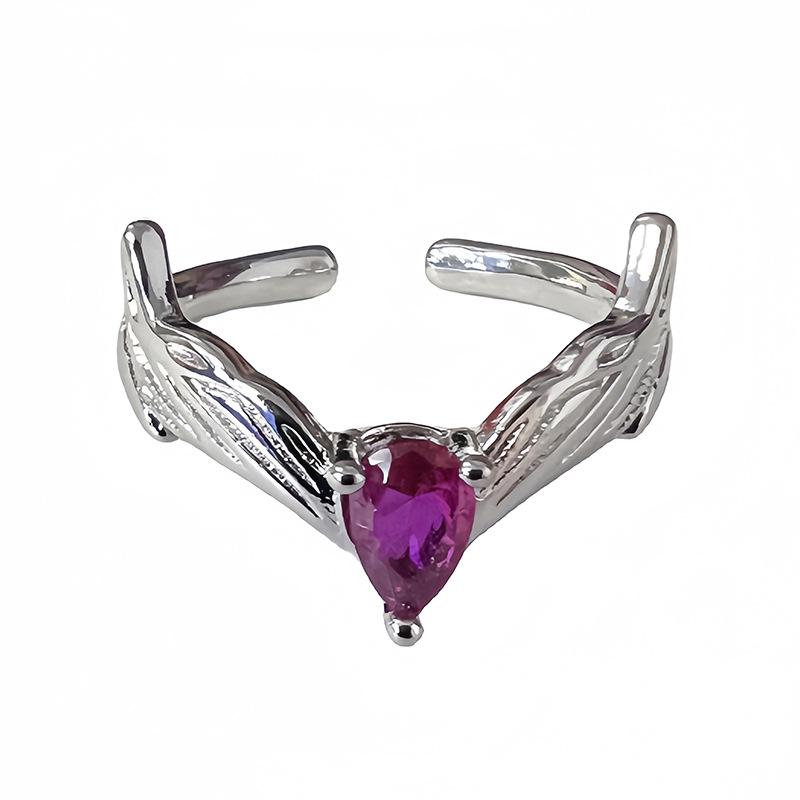French Princess Style Light Luxury High-End Open Ring Stacked With Niche Design Pink Zircon Personalized Fashion Ring