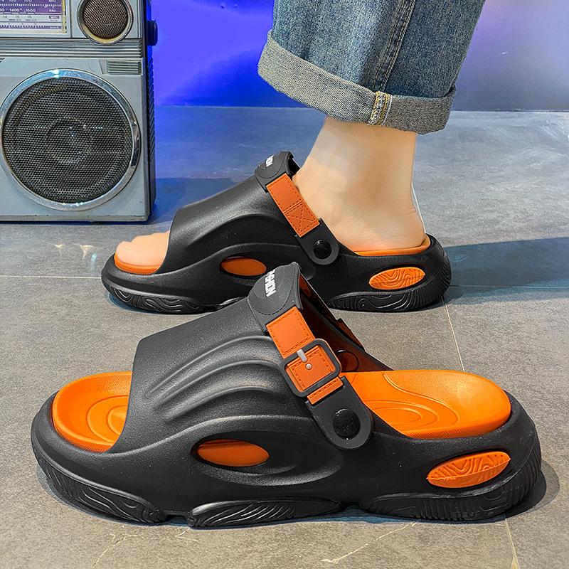 New Summer Men's Slippers Thick-soled Anti-skid One-word Drag Indoor and Outdoor Wear Men's Casual and Comfortable Two Shoes