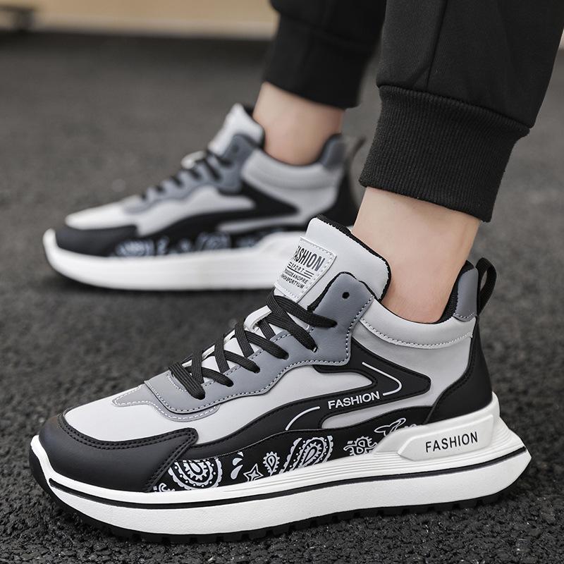 Men's Shoes Spring New High-top Shoes Fashionable and Versatile Casual Shoes Men's Thick-soled Non-slip Sports Shoes