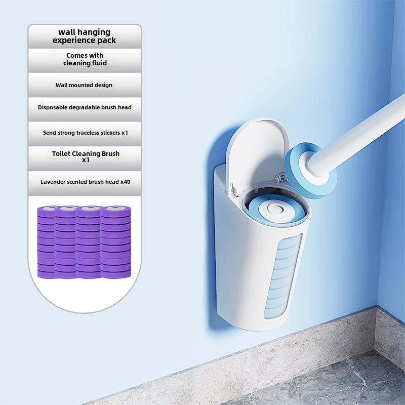 Disposable Wall-Mounted Bathroom Cleaning Brush with Replacement Heads