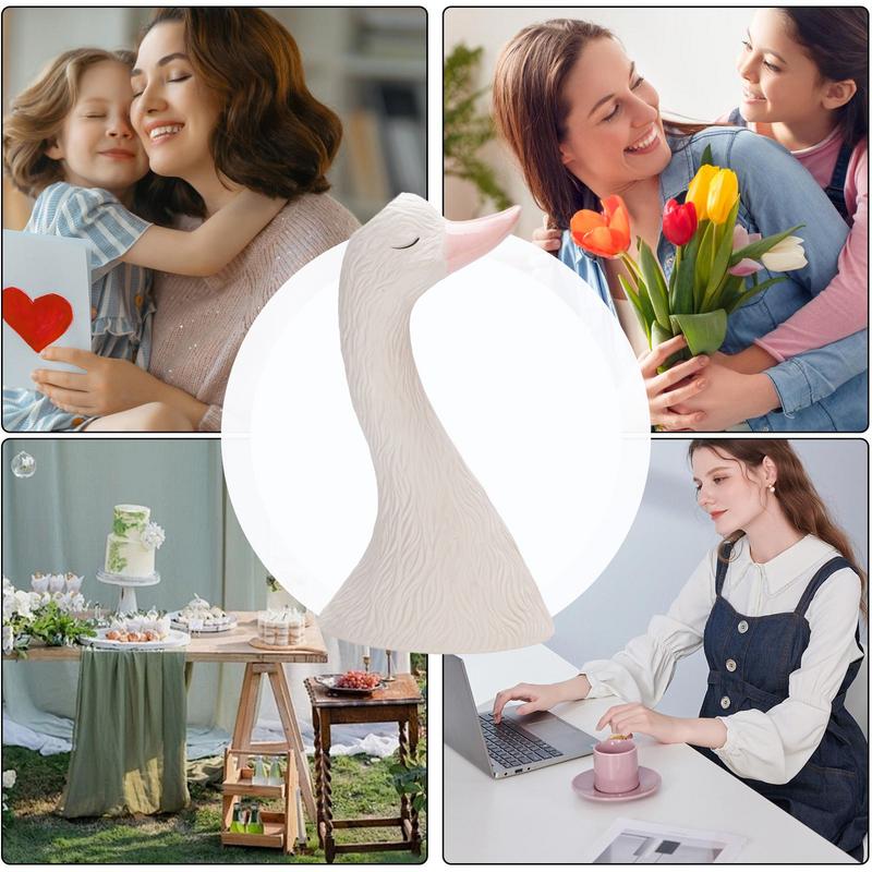 Decorative Vase White Cute Swan Figurine Planter Pot Home Bedroom Ornaments Ceramic Table Sculpture For Bathroom Living Room