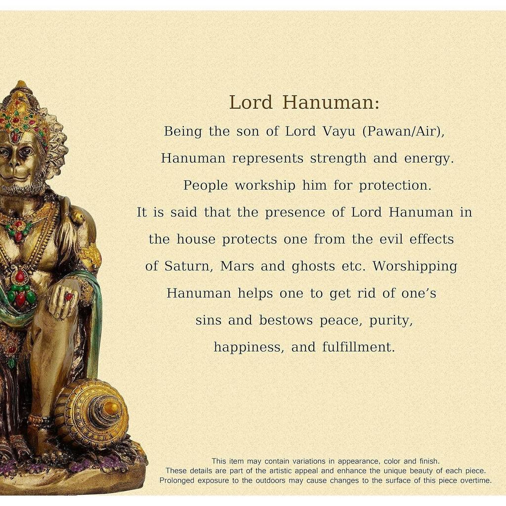 Lord Hanuman Idol In Sitting Position (18 X 11 Cm, Multicolored) Indian God Statues for Mandir Temple Pooja Room Office Corporate Gifts