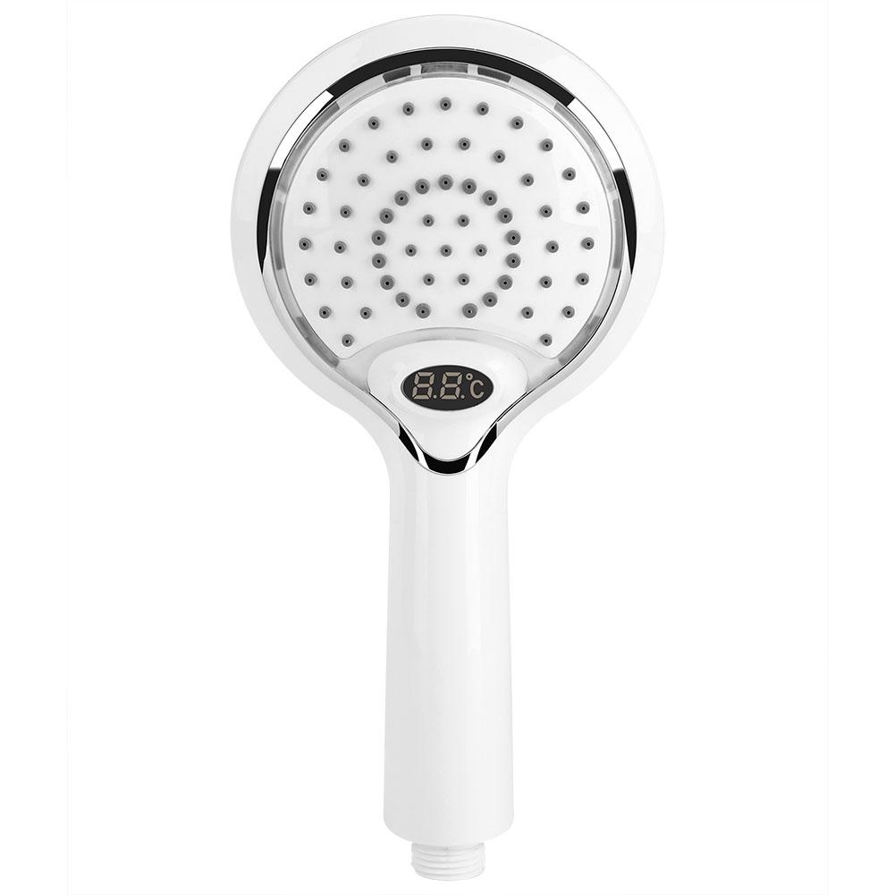 LED Digital Display Temperature Control Shower Head White