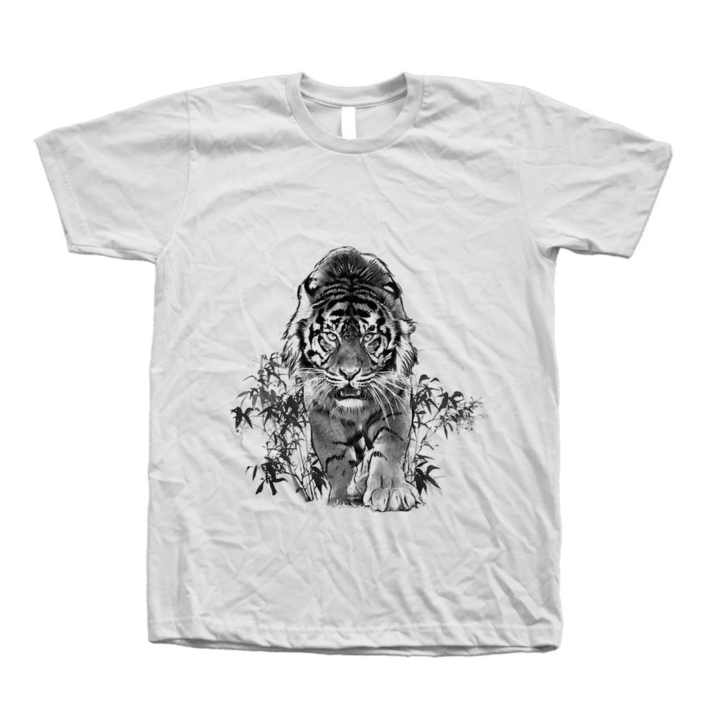 Tiger Tshirt, Mens T-shirt, Unisex T-shirt, Screen Print, Crew Neck, Animal Shirt, Tree Shirt, White T-shirt, Short Sleeve