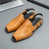 Large Size Men's Sandals Summer New Breathable Leather Shoes Fashion British Style Glossy Sandals Foreign Trade Beach Shoes