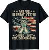 New Pure Cotton Men'sT-Shirt with Are We Great Yet American Flag Print for Casual Wear Graphic Tee Breathable and Comfort
