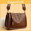 Stylish Woven Leather Shoulder Bag For Women With Wide Strap And Large Capacity