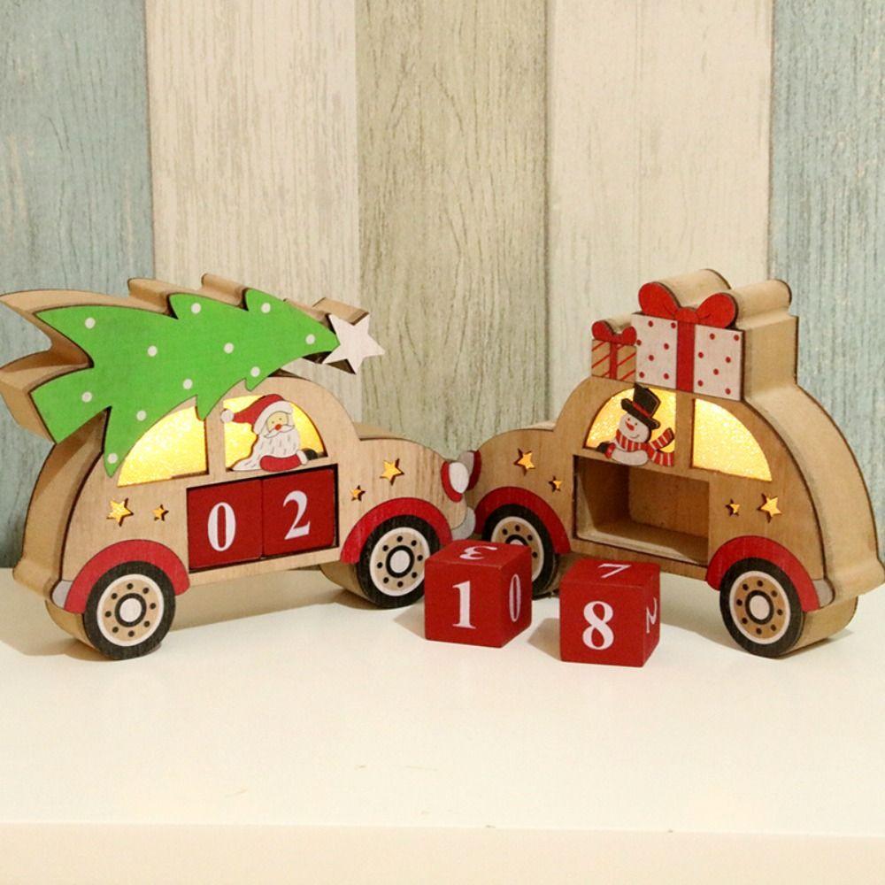 

Wooden Santa Calendar Ornaments Car Shape Christmas Gifts Creative Christmas Ornaments Home Style A