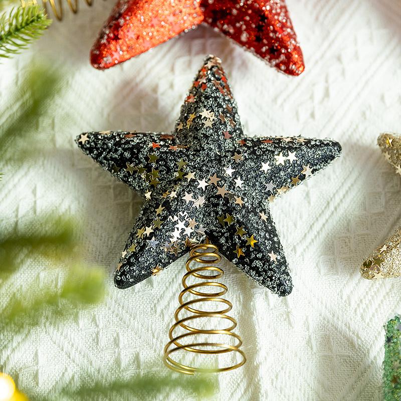 1PC Glittered Tree Topper Diamond Dust Star Decor Foam Christmas Star Holiday Tree Topper
