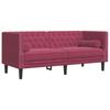 2 Piece Chesterfield Sofa Set with Neck Pillows Red Velvet