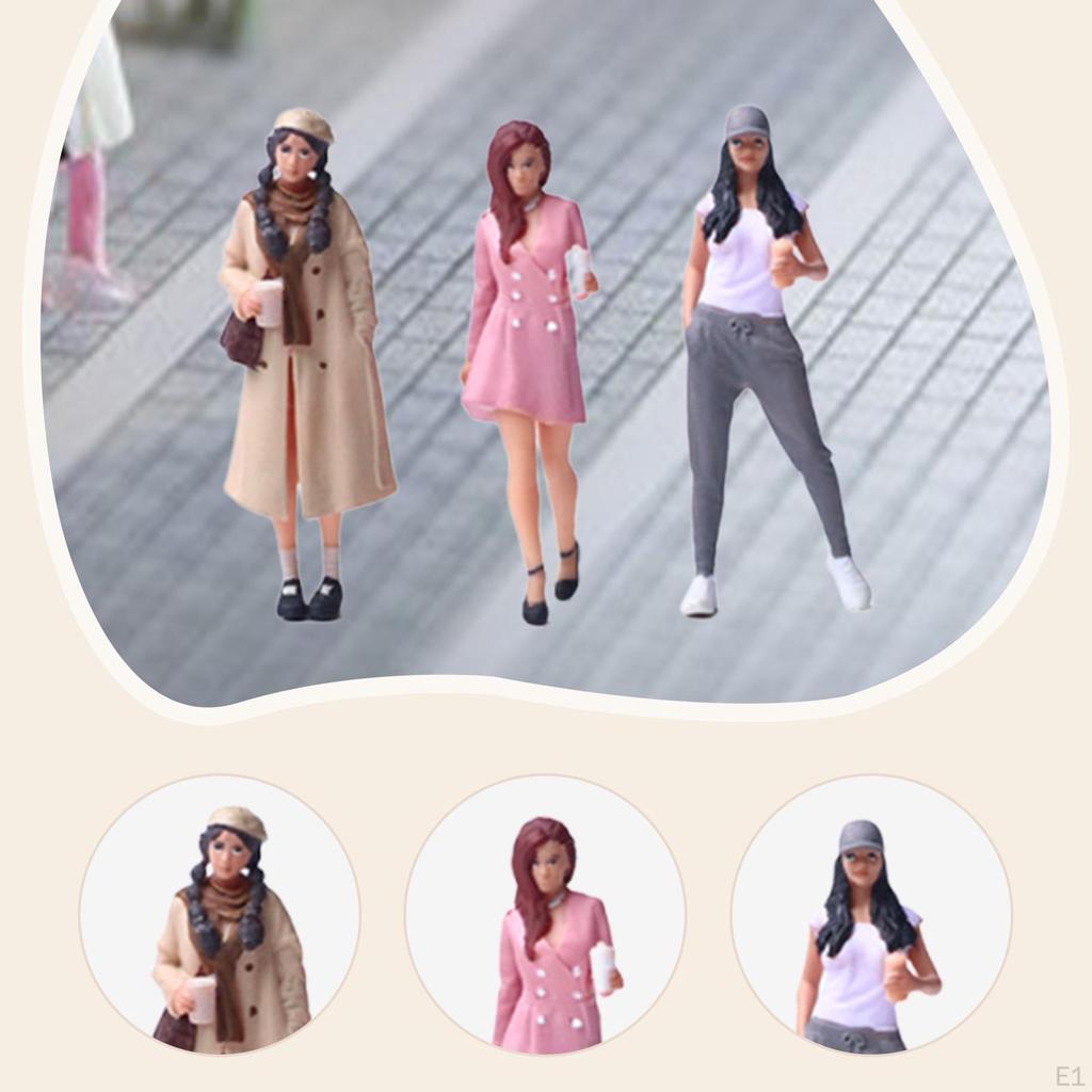 3x 1:64 Girls Miniature Figures Mini People Figurines Collections Tiny Scene Models for