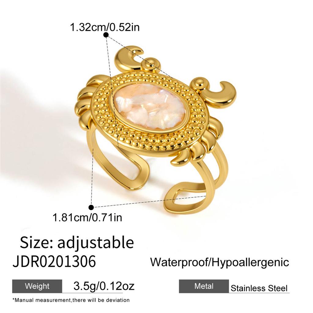 Youthway Fish Conch Turtle Crab Oil Drip Open Rings For Women 18K Gold PVD Plated Stainless Steel Rings Fashion Jewelry Gift