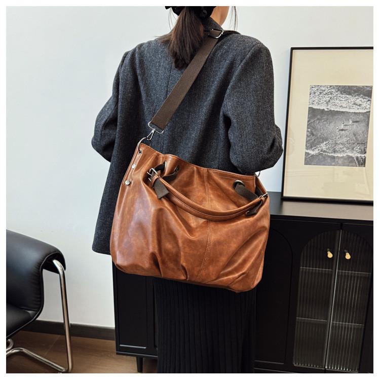 Ielgy Autumn Winter Portable Pleated Bag Casual Crossbody Tote Bag