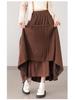 2025 Fall/Winter Layered Woolen Flare A-Line Skirt - Slimming, High-Waist, Long Design