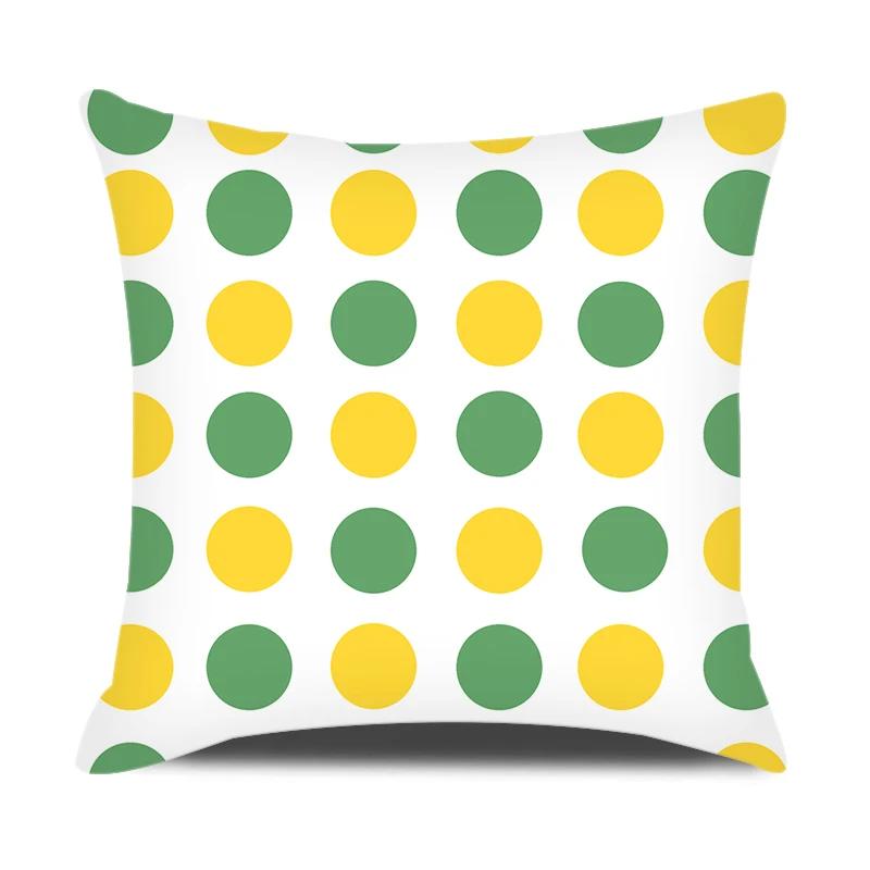 Summer Home Decor Cushion Cover 45x45cm Pillow Case for Sofa Car Green Yellow Plaid Pillowcase Daisy Flower Printed Pillow Cover
