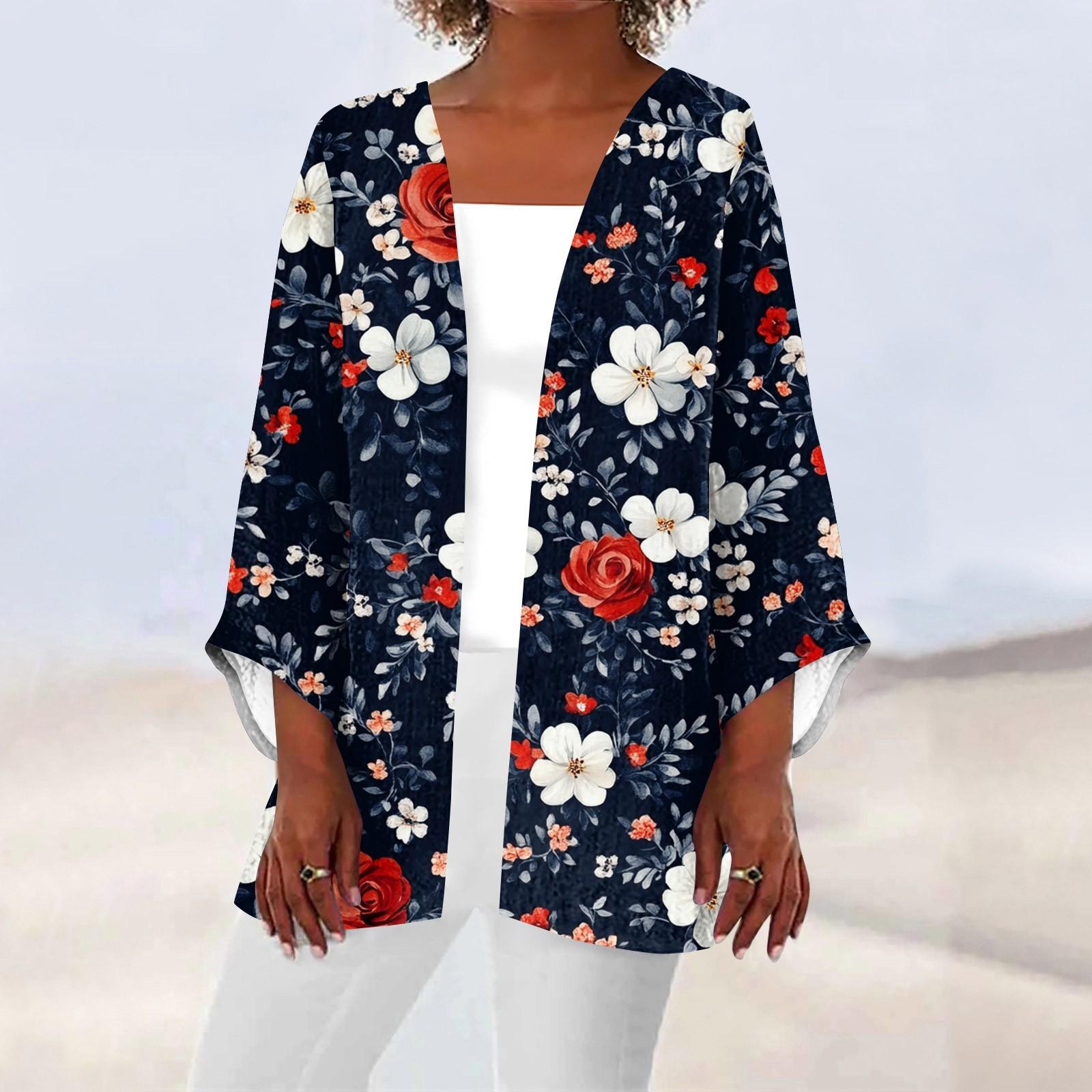 

Женская повседневная и модная легкая куртка средней длины с принтом, кардиган, кардиган S