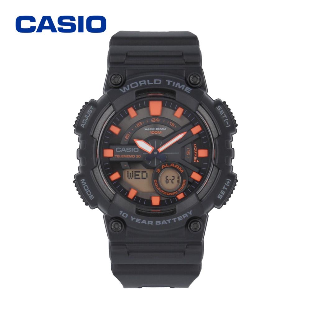 CASIO Quartz AEQ-110W-1A2 Standard Casual Sporty World Time Calendar Black Wrist Watch For Men