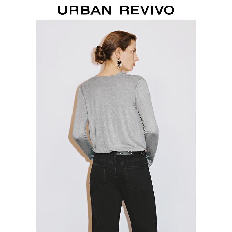 UR 2025 Spring Women's Spliced Fake Two-Piece Long Sleeve T-Shirt