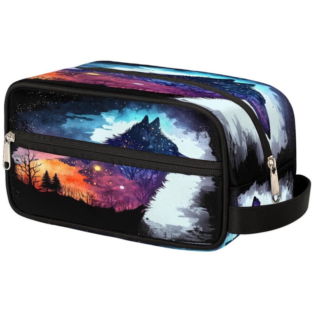 Bohemian Pattern All Over Print Makeup Bag Durable Polyester Multi Pocket Pouch for Travel Cosmetic and Stationery Use