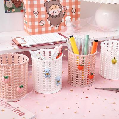 Custom Cute Cartoon Pen Holder - Creative Round Office Desktop Storage
