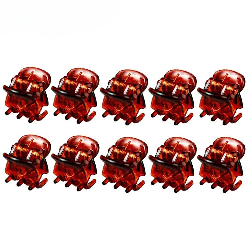 

Mini Small Hair Claw Clips for Women Girls Korean Mini Black Transparent Plastic Clips Hairpins Kids Hair Styling Accessories 10pcs кофейный