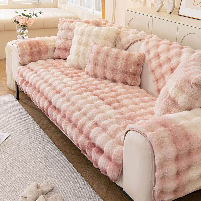 Thickened Rabbit Plush Sofa Cushion Winter Warm And Non-Slip Imitation Fur Sofa Seat Cushion High-End Sofa Cover Cover Towel