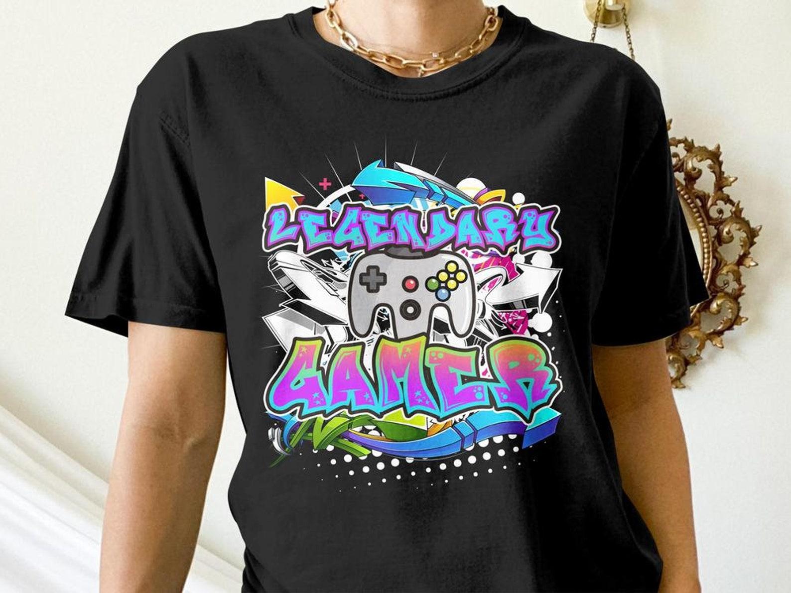 Funny Gamer Shirt, Legendary Gamer, Funny Gaming Gift, Video Game Graffiti Tees S