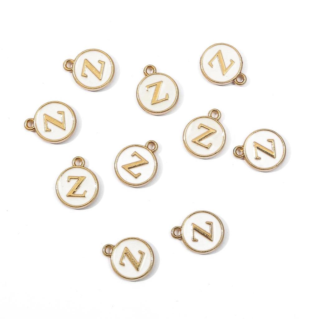 10Pcs 12x2.5mm Alphabet Double Face Charms Pendant Beads for Jewelry DIY Findings