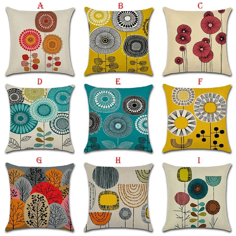 Elegant Fashion Flower Cotton Linen Cushion Cover For Home Bed Sofa Decor 45cm