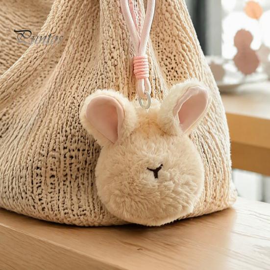 Bag Decoration Pendant Plush Animal Keychain, Soft Stuffed with Braided Cord, Round Cute Keyring Bunny Sheep Charm for Backpack, Decorative Mini Doll