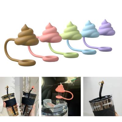 Auslaufsicherer Silikon-Strohhalm-Deckel, kreativer Stroh-Poop-Form-Stecker für Zuhause