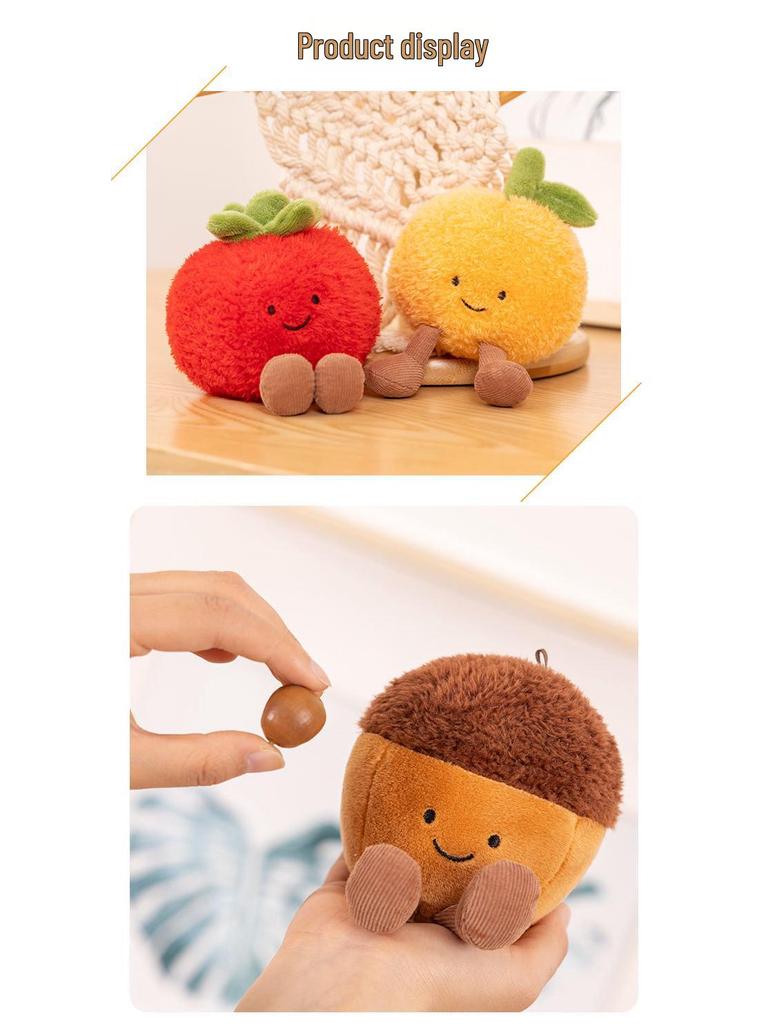 Chestnut & Tomato Plush Toy Set - Funny Big Orange, Good Persimmon, and Small Peanut Dolls