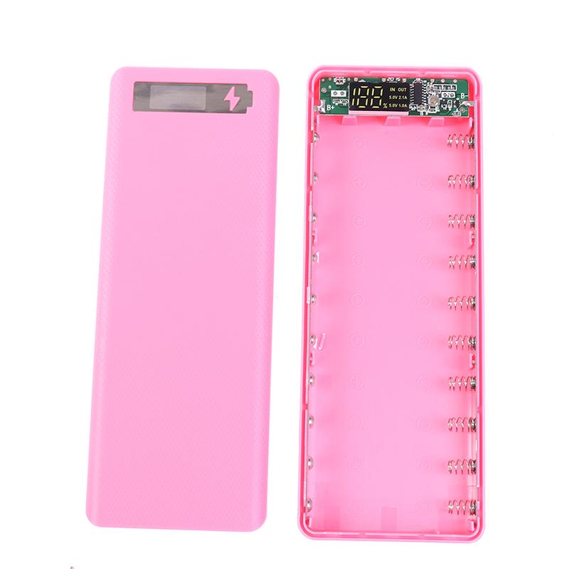 Dual Usb Diy Lcd Display 10X18650 Battery Case Power Bank Shell Charger Box