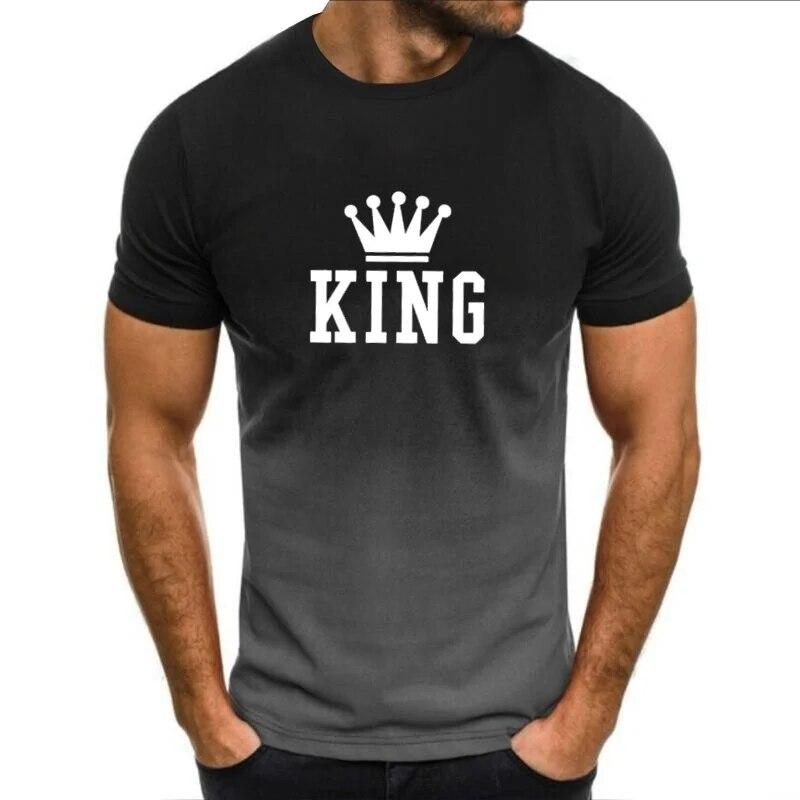 T-shirty w stylu vintage dla mężczyzn list KING Top z nadrukiem graficzny T Shirt ponadgabarytowy O-Neck z krótkim rękawem moda Streetwear odzież męska