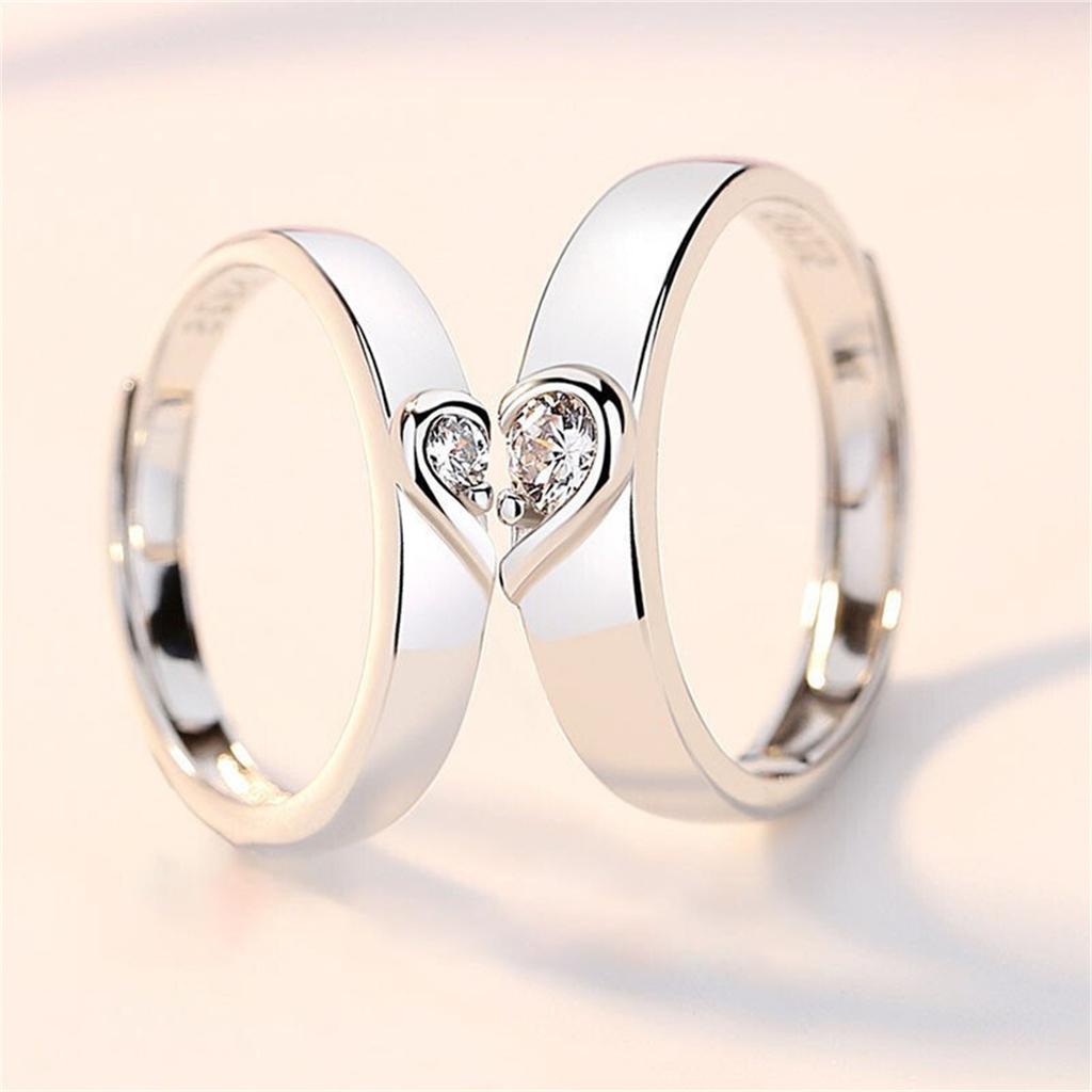 S Love Heart Heartbeat Couple Open Rings For Women Men Lover Black Copper Color Engagement Wedding Rings Valentines Day Gifts