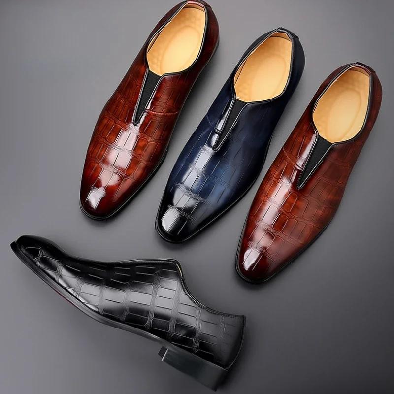 New Grid Men's Dress Shoes Luxury Designer Men Loafers Italian Brand Wedding Shoes Fashion Party Shoes for Men Oxford Shoe New