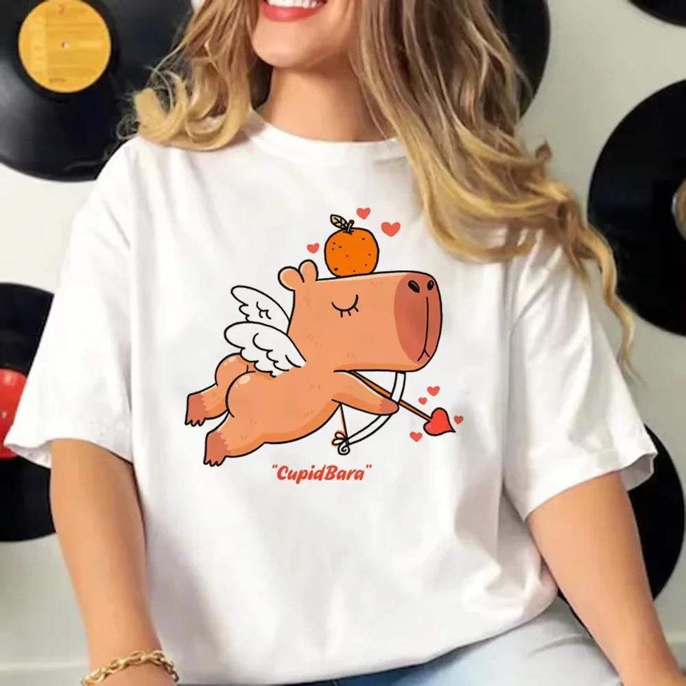 2025 SUMMER Capybara 2D T-shirts Women Manga Graphic Tee Harajuku Top Female Japanese Manga Designer Clothing breathable
