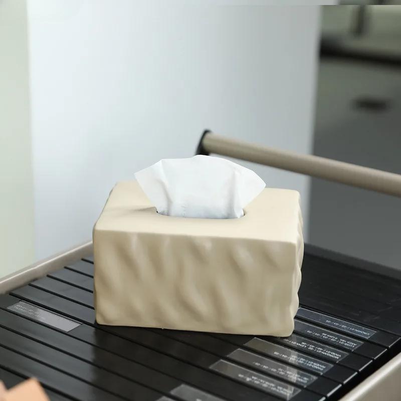 Modern Simplicity Ceramic Tissue Box Living Room Coffee Table Removable Tissue Box Desktop Napkin Paper Box Home Decoration