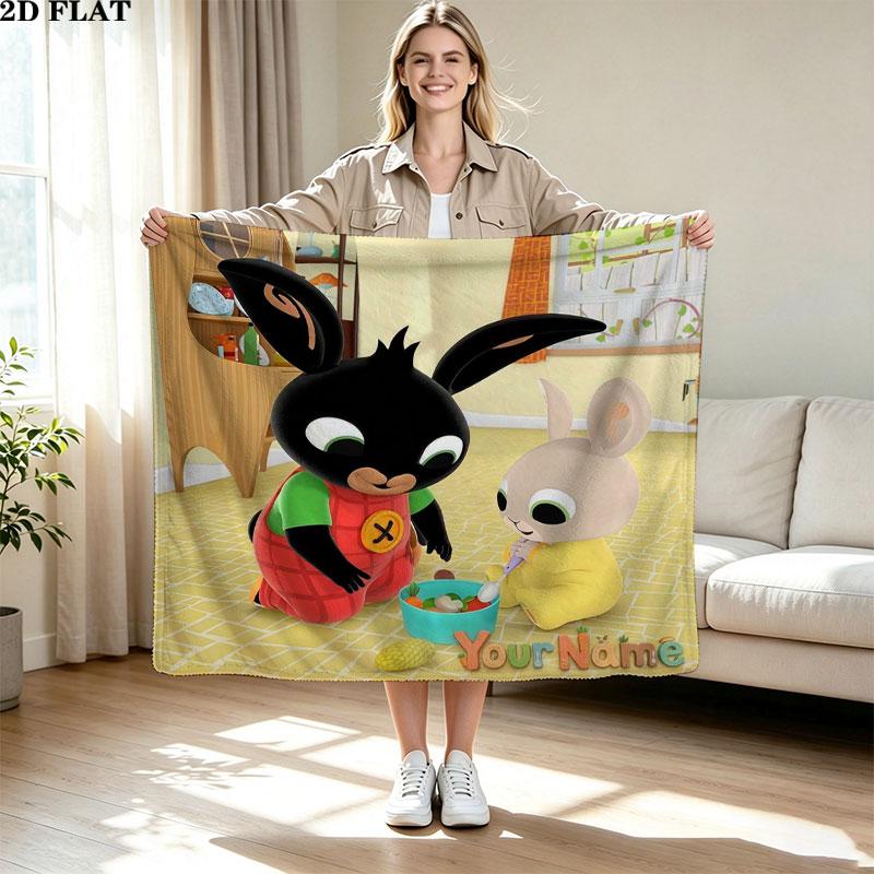 1PC Bing Custom Name Patterned Flannel Blanket Suitable For All Seasons for Home Decor Warmth and Comfort Gifts Holiday Present